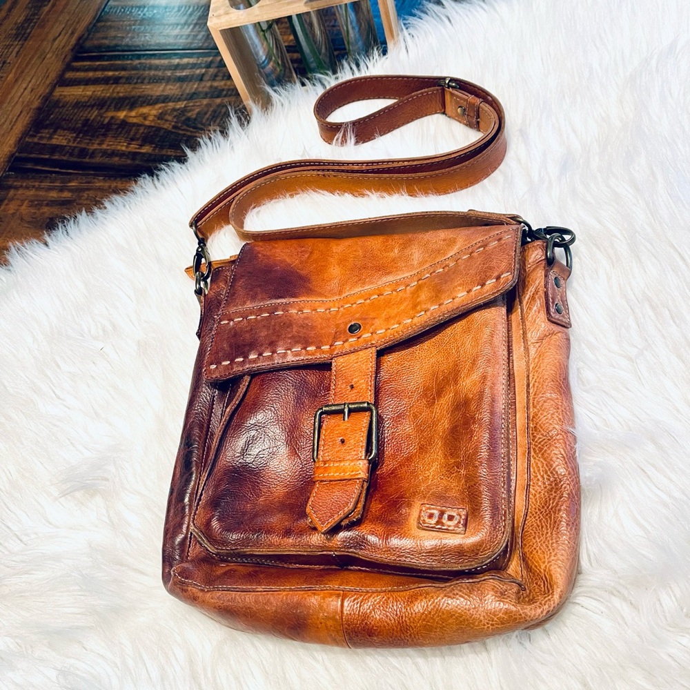 Bed Stu Distressed Tan/Brown Leather Crossbody - Picture 13 of 16